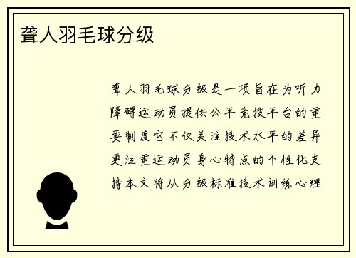 聋人羽毛球分级